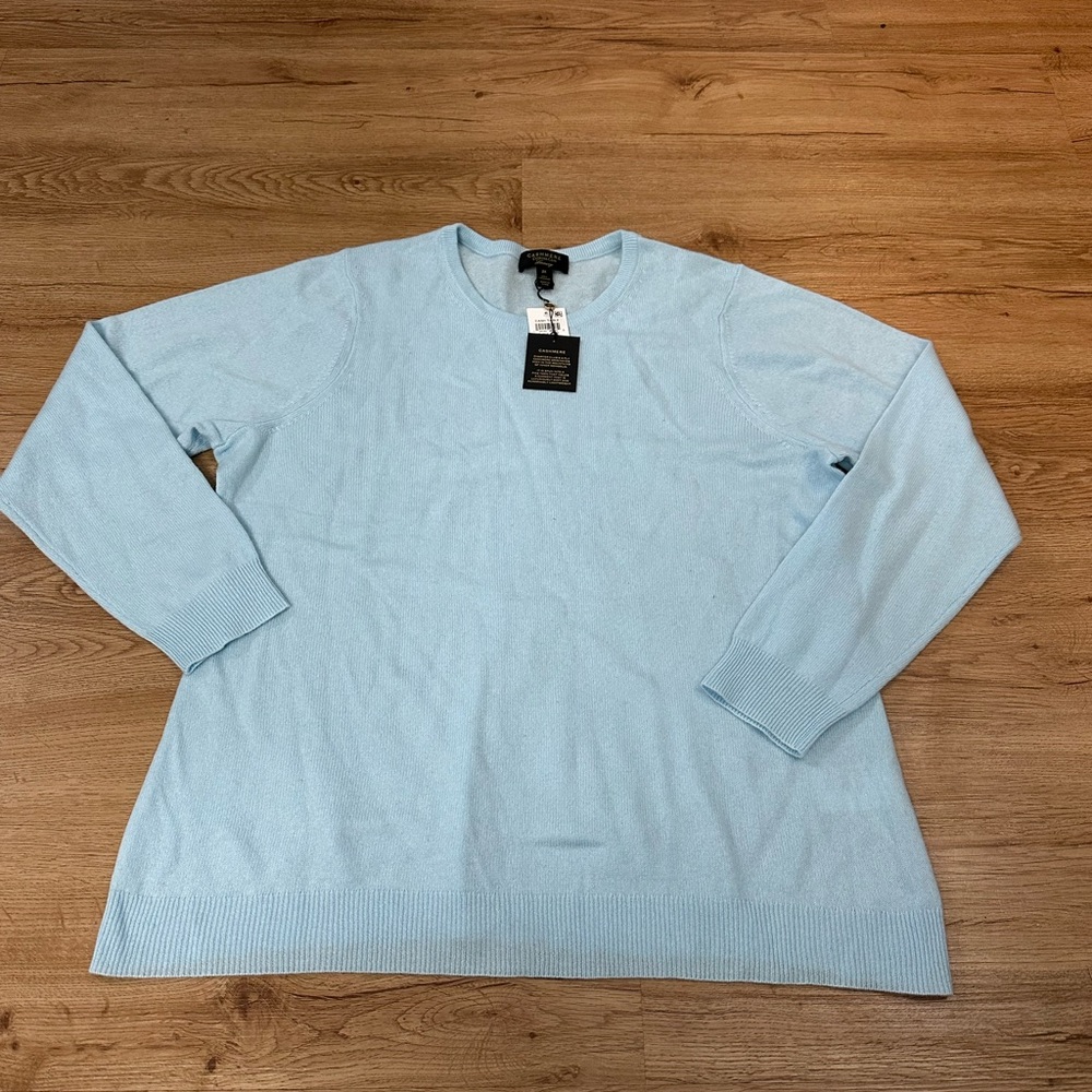 Charter Club Luxury Cashmere Sweater Light Blue sz 2X Crew Neck Pullover NWT
